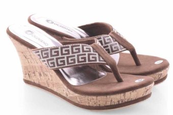 Spiccato SP 510.01 Sandal Wedges Wanita - Bahan Sintetis - Cantik Dan Modis - Coklat Kombinasi  