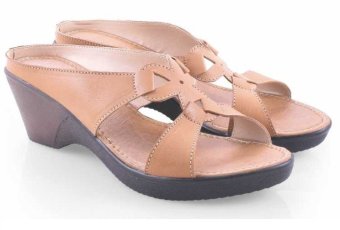 Spiccato SP 518.04 Sandal Wedges Wanita - Bahan Leather - Cantik Dan Modis - Coklat  