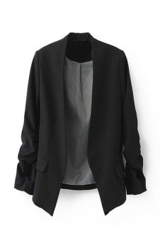 SPM Women's Folding Sleeve Office Blazer Black  