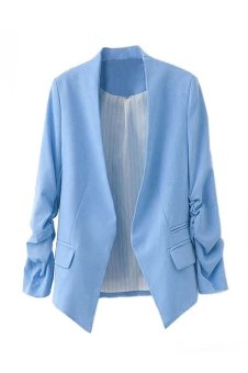 SPM Women's Folding Sleeve Office Blazer Blue  
