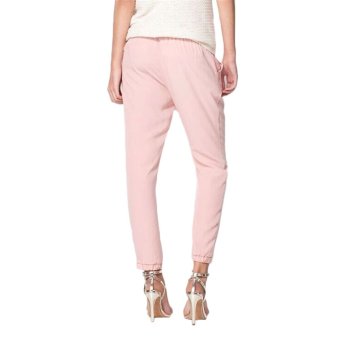 Sporter Harem Trousers Casual Drawstring Elastic ChiffonPink  