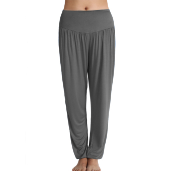 Sports Women Casual Sports Leisure Yoga Bloomers Harem Pants Solid Slacks Long Loose Trousers (Grey) (Intl) - intl  