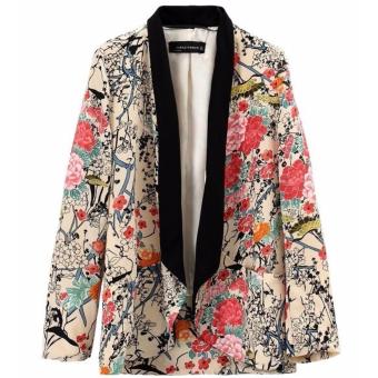 Spring and Autumn New Europe and the United States style printing color casual flower suit jacket female suit - intl  