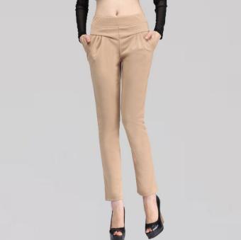 Spring And Autumn Trousers Harem Pants Female Big Yards Leisure Feet Trousers Korean kaki - intl  