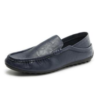 Spring Summer Men's Flat Shoes New Bean Shoes Lazy Shoes Korean Breathable Driving Shoes (Blue) - intl  
