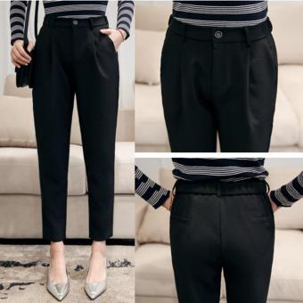 Spring Summer Women Elastic Waist Cropped Pants Loose Harem OL Suit Pant Female Trousers - intl  