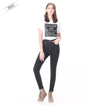 Spring/Autumn Fashion S- 6XL High Waist jeans High Elastic plus size Women Jeans woman femme washed casual skinny pencil Denim pants M(Black) - intl  