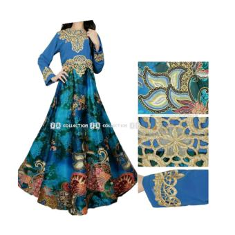 SR Collection Maxy Dress Gamis Muslim Wanita Lengan Panjang Afifah - Biru  