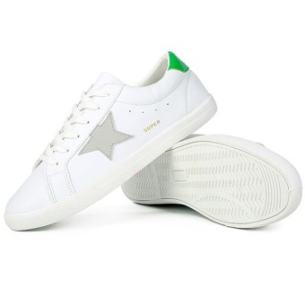 SRZ The Same Paragraph Song Zhongji British Fashion Casual Leather Star Shoes(White&Green) - intl  