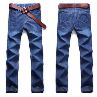 Straight Full Length Long Summer Big Size Fat Man Jeans(Dark Blue) - intl  