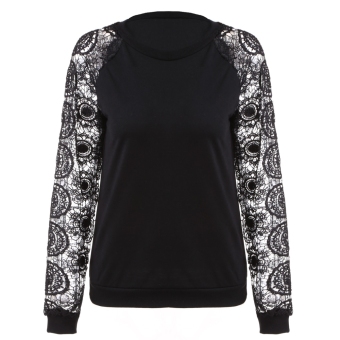 Stylish Ladies Women Casual O-Neck Long Sleeve Hollow-Out Lace Decorated Blouse - intl  