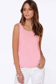 Stylish Lady Women's Fashion Back Bow Decoration Tank Top (Pink) - intl  