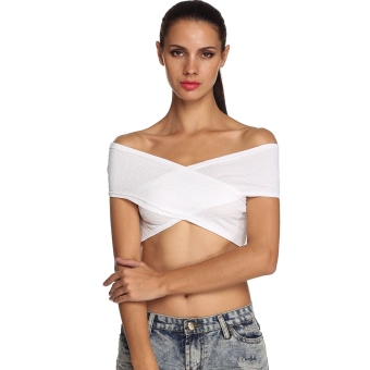 Stylish Lady Women's Fashion Casual Sexy Off-shoulder Short Sleeve Cross Bandage Crop Tops - intl  