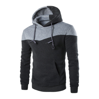 Stylish Men's Hooded Sweatshirt Hoodie Warm Outwear Coat (Dark Gray)(M) - intl  