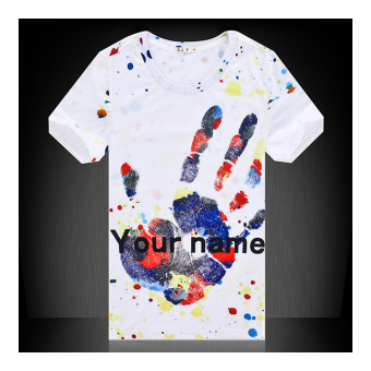 Stylish Printing 3D Animal Men Short Sleeve T Shirt 3D colorful hand M - Intl  