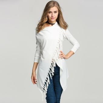 Stylish Women Cowl Neck Long Sleeve Asymmetric Tassel Casual Outwear Top Blouse - intl  