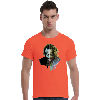 Suicide Squad Joker Art Face Cotton Soft Men Short T-Shirt (Orange)   