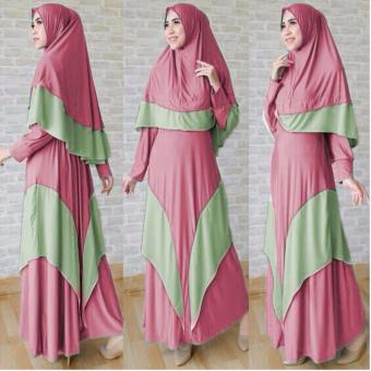 Suki Dress Maxi Vevita Syari'i - Pink Green  