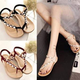 Summer Boho Women Flat Sandals Roman Shoes (Beige) - intl  