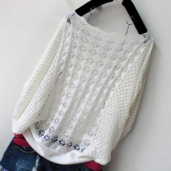 Summer Fashion Women Clothing New Hollow Bat Sleeve Sweater One Size (White) - intl  