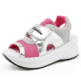 Summer Fish Mouth Korean Muffin with Female Sandals Sandals with Simple Thick All-match Students Shook His Shoes (Rose) - intl  