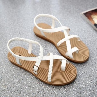 Summer Flat Beach Sandals Rome Women's Sandals Students Shoes(White) - intl  