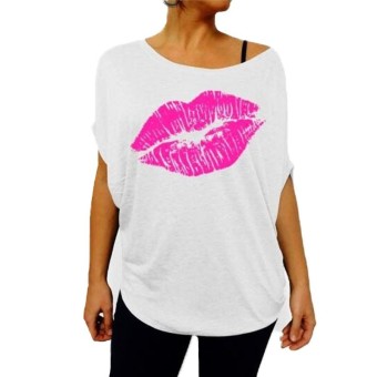 Summer Lips Printed Women Short Sleeve Casual Loose Tops Autoleader - Intl  