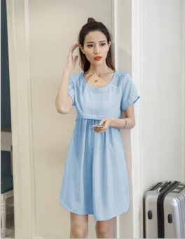 Summer Maternity Dresses Pregnant Women Dress Short Sleeve Breastfeeding Clothes ?blue? - intl  