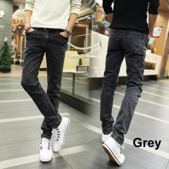 Summer Men Casual Straight Slim Jeans (Grey) - intl  