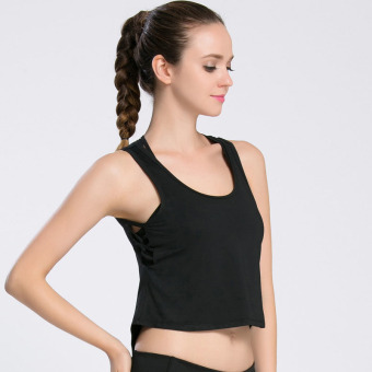 Summer Style Women Short Sport Crop Top Sleeveless U Croptops Fitness Gym Tank Tops Femme Vest Tube Top(Black) - intl  