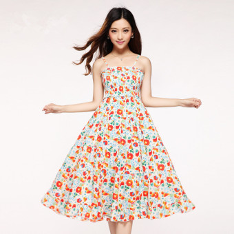 Summer Women Dresses Bohemian Sleeveless Floral Pattern Skirt - Intl  