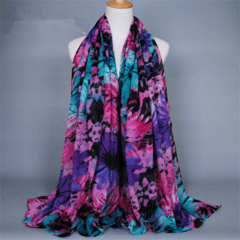 Sun Flower Pattern Islamic Hat Hijab Moslims (Purple) - Intl  