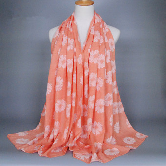 Sun Flower Print Hijab Muslimah Women Overhead Abaya Hijab (Orange) - Intl  