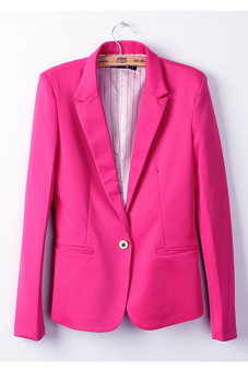 Sunweb Fashion Women Candy Color Basic Coat Slim Blazer Rose Red  