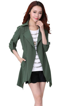 Sunweb Fashion Women Casual Trench Coat Long Jacket Overcoat Outerwear (Green)  