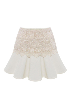 Sunweb High Waist Casual Women Lace Short Pencil Skirt (White)  