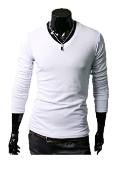 Sunweb Long Sleeve Men Slim T-shirts Tee Tops ( White )  