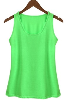 Sunweb Summer Beach Women Casual O-Neck Solid Tank Sleeveless Blouse TopsGreen  