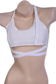 Sunweb Women Backless Camisole Bra Halter Crop Top Tanks Base Sport Vest (White)  