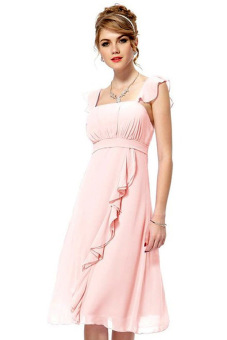 Sunweb Women Strap Sexy Slim Chiffon Long Maxi Dress Ball Gown (Pink)  