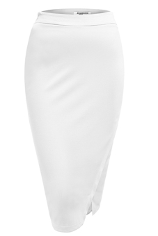 Sunweb Zeagoo Ladies High Waist Slim Stretch Side Split Pencil Skirt (White)  