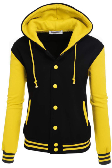 Sunweb Zeagoo Winter Long Sleeve Patchwork Baseball Hooded Fleece Jacket (Yellow) - Intl  