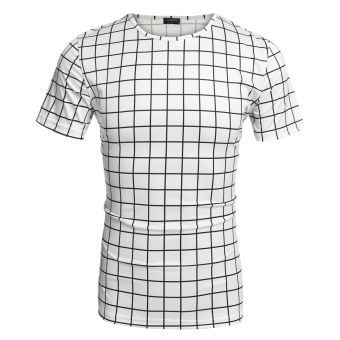 Sunwonder COOFANDY Men Casual Short Sleeve Round Neck Plaid Basic T-Shirt  