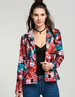 Sunwonder Fashion Womens Floral Long Sleeve Jacket Coat Slim Blazer Suit Casual Outwear - intl  