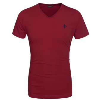 Sunwonder Men Fashion Casual V Neck Short Sleeve Solid Cotton Basic T Shirt Tops  