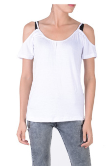 SuperCart Batwing Sleeve Off Shoulder T-Shirt (White)  