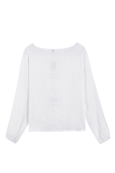 SuperCart Fashion Women Casual O-Neck Long Sleeve Lace Crochet Loose Blouse Tops (White)   
