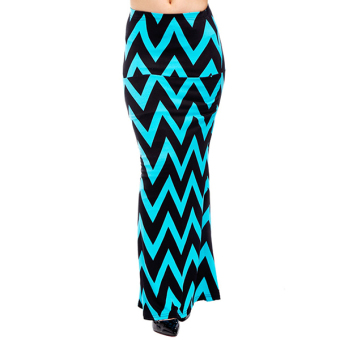 SuperCart Lady Women Geometric Pattern Casual Stretch Skirt ( Blue ) - intl  