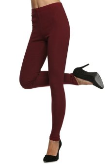 SuperCart Meaneor Vogue Women's Thick Warm Seamless Full Length Slim Stretch Leggings Skinny Pants (Wine Red) (Intl)  