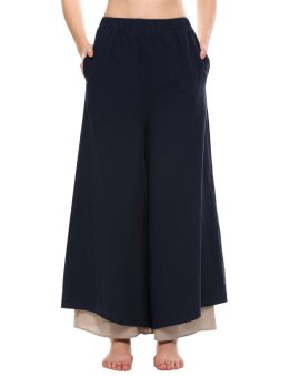 Supercart Women Casual Loose Fit Layers Culottes Wide Leg Pants ( Blue ) - intl  